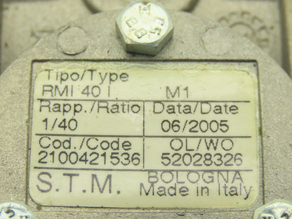 STM RMI 40 I Worm Gearbox 40:1 Reducer 0.29Hp 412rpm IEC 63