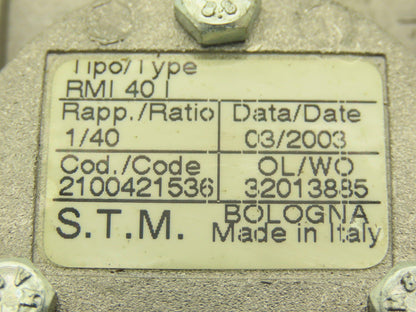 STM RMI 40 I Worm Gearbox 40:1 Reducer 0.29Hp 412rpm IEC 63