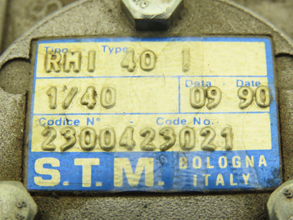 STM RMI 40 I Worm Gearbox 40:1 Reducer 0.29Hp 412rpm IEC 63