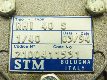 STM RMI 40 S Worm Gearbox 40:1 Reducer 0.29Hp 412rpm IEC 63