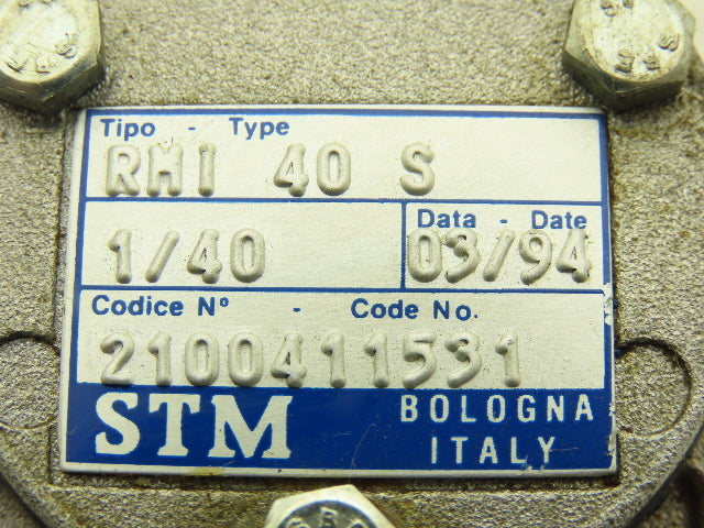 STM RMI 40 S Worm Gearbox 40:1 Reducer 0.29Hp 412rpm IEC 63
