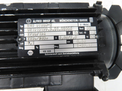 Alfred Imhof R40DT80N2 Inline Gearmotor 20.12 Reducer 134rpm 1.1kw 220/380V 3PH