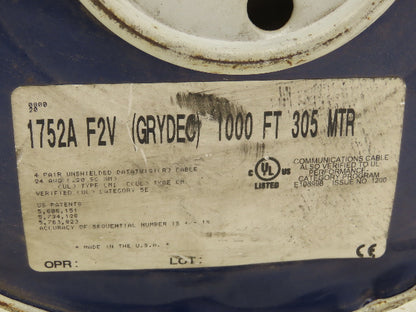Belden 1752A F2V Wire Spool 24AWG 750' 8 Conductor Gray Cable 300V