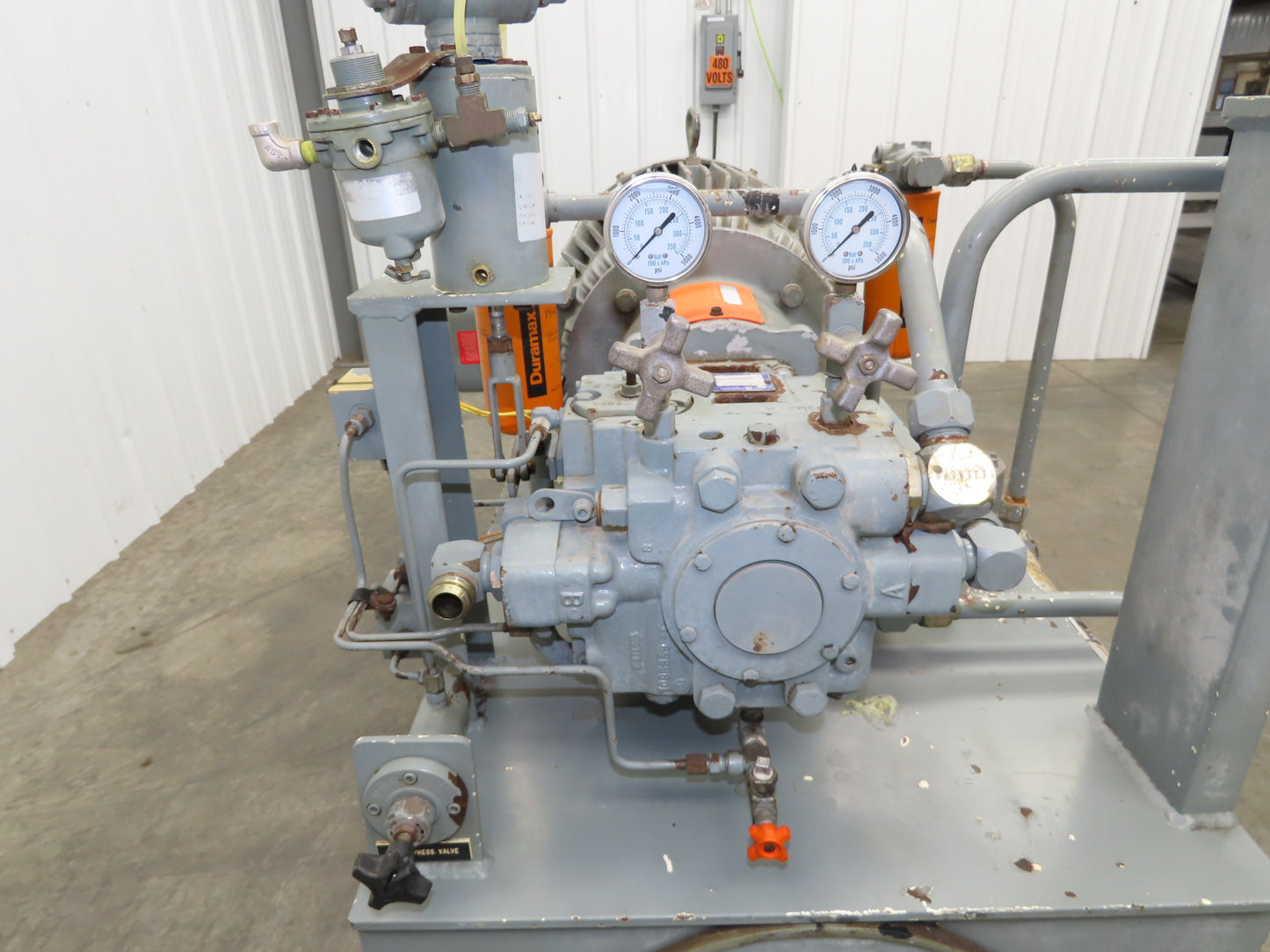 Sauer Danfoss 90R100 Hydraulic Piston Pump Unit 60 Gal 87 GPM 6000 PSI 40 Hp