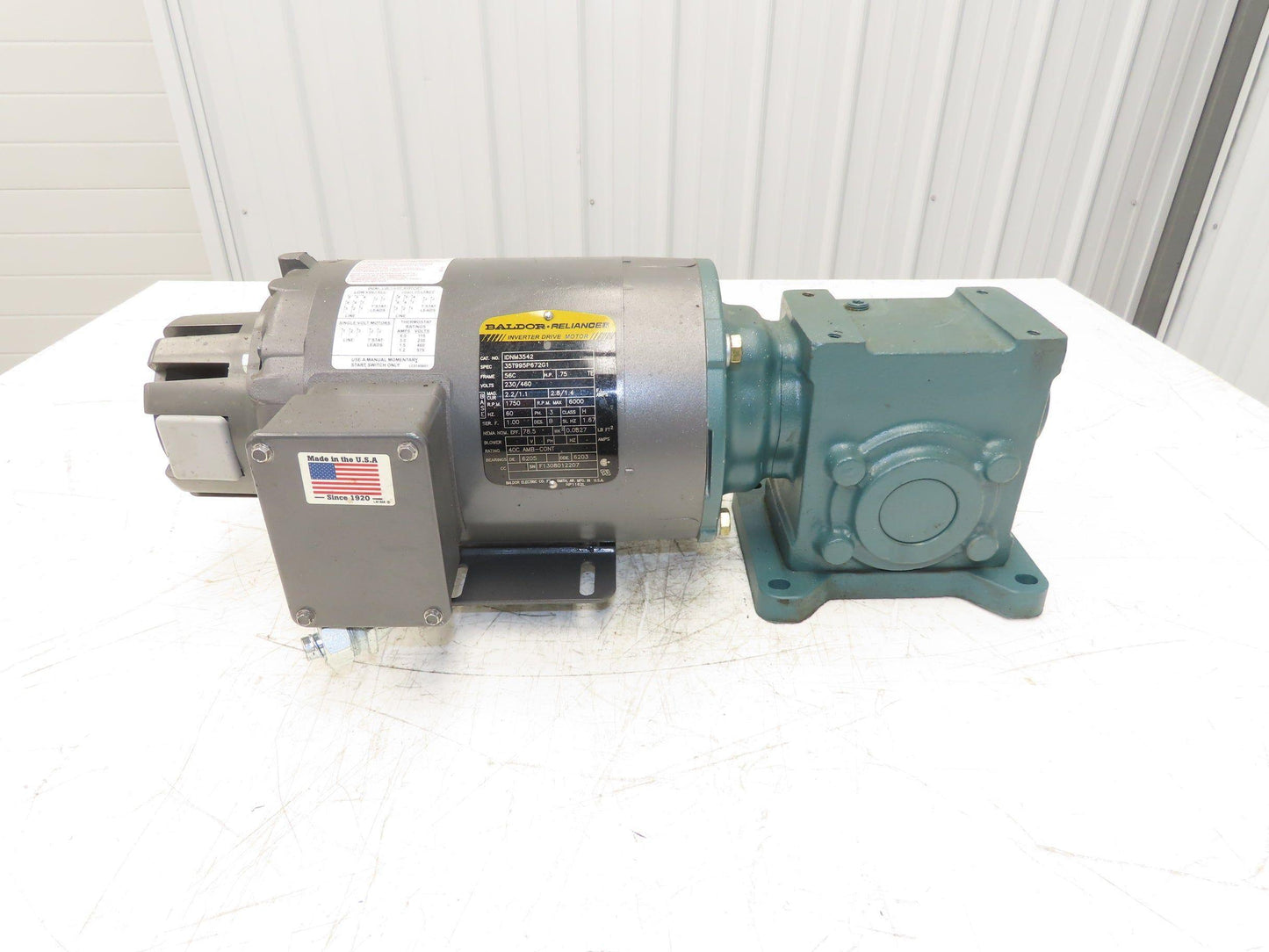Reliance IDNM3542 Gear Motor 20:1 Tigear Reducer 88rpm 3/4Hp 230/460V 56C LH
