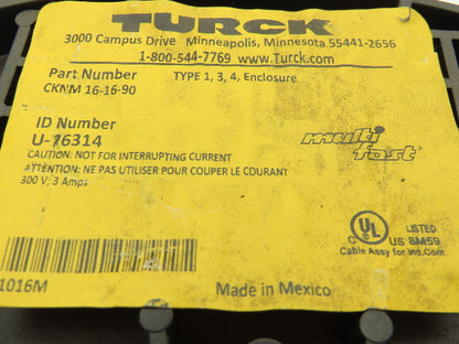 Turck CKNM 16-16-90 Actuator Sensor Cord 22AWG 16 Wire 180'