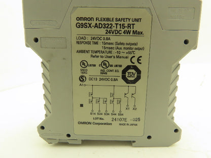 Omron G9SX-AD322-T15 Flexible Safety Unit 24VDC 0.8A 15ms Lot of 4