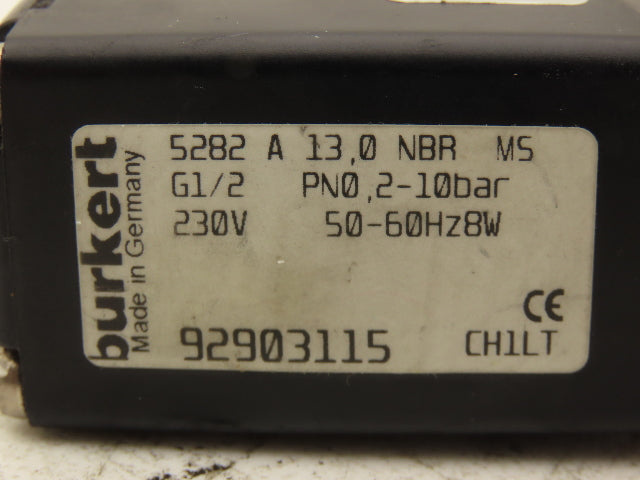 Burkert 5282 A Stainless Solenoid Valve 230V 2-Way G1/2" Normally closed