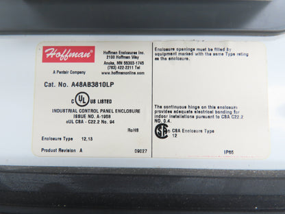 Hoffman A48AB3810LP Electrical Enclosure 48x38x10" Control Panel Wall Mount