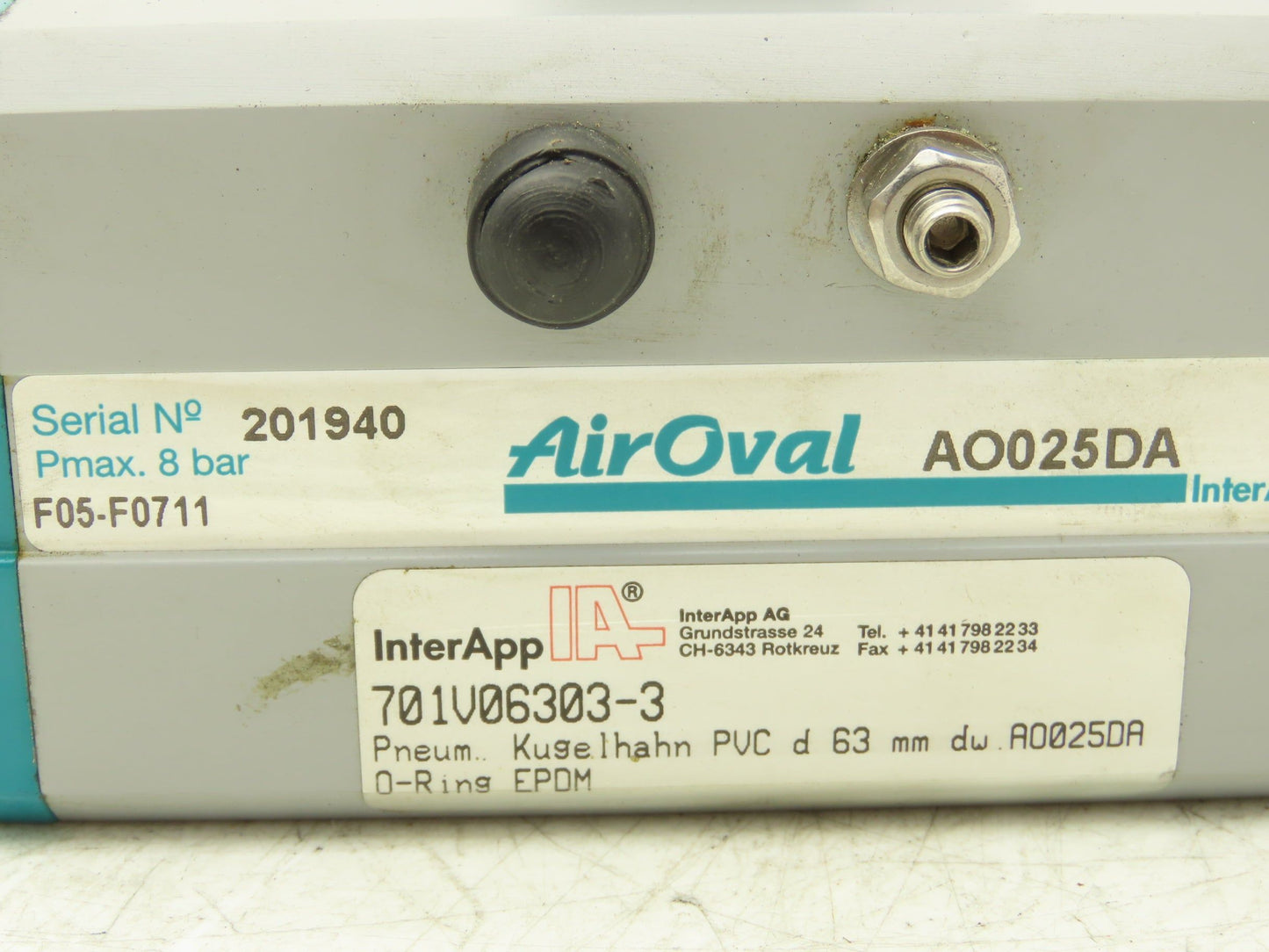 InterApp IA F05-F0711 AirOval Pneumatic Actuator 8 Bar