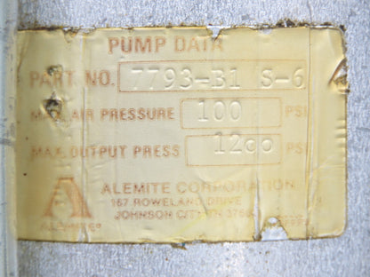 Alemite 7793-B1 Pneumatic Oil Pump 16gal Drum 1200 PSI 1/2" Outlet