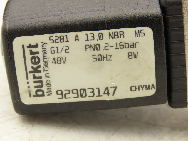 Burkert 5281 A Servo-Assisted  2/2 way Diaphragm Valve 1/2" NPT