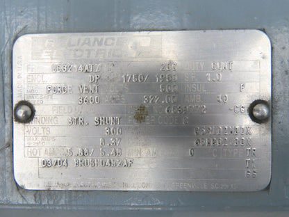 Baldor Reliance UC3214ATZ DC Electric Motor 200Hp 500V 322A 1750/1950RPM DP