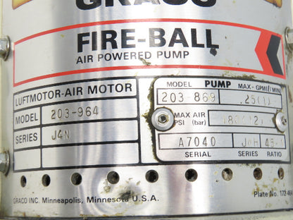 Graco 203869 Fire-Ball Pneumatic 45:1 Grease Pump 120Lb Drum 26" Tube J4N