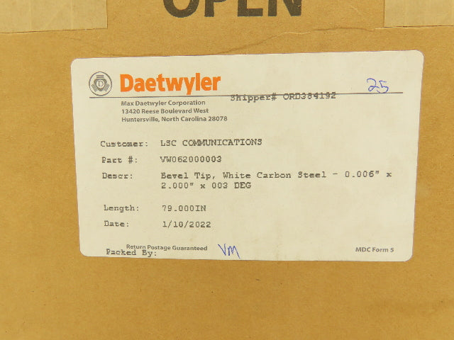 Daetwyler MDCDB Doctor Blade .006" x 2"W x 79"L 3° Box of 25