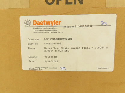 Daetwyler MDCDB Doctor Blade .006" x 2"W x 79"L 3° Box of 25