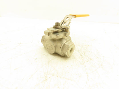 Flow-Tek 800WOG Ball Valve 3/8-316 Multiport 3-Way Stainless Steel 3/8" Threaded