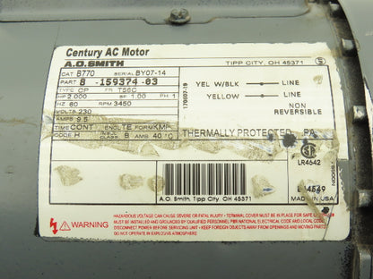 A.O Smith Century B770 Single Phase AC Motor 2Hp 3450 RPM 230V 1PH T56C