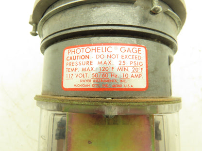 Dwyer 3001C Photohelic Pressure Switch Gauge 25PSI 120F 1" Of Water 117V