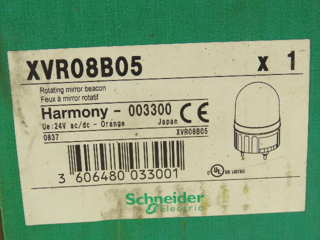 Schneider Electric XVR08B05 Harmony Rotating Beacon Light Orange 24V AC/DC