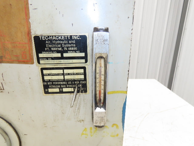 Tec Hackett PFG-40 Hydraulic Power Unit 10 Gallon 4GPM 1250PSI 3Hp 230/460V 3Ph