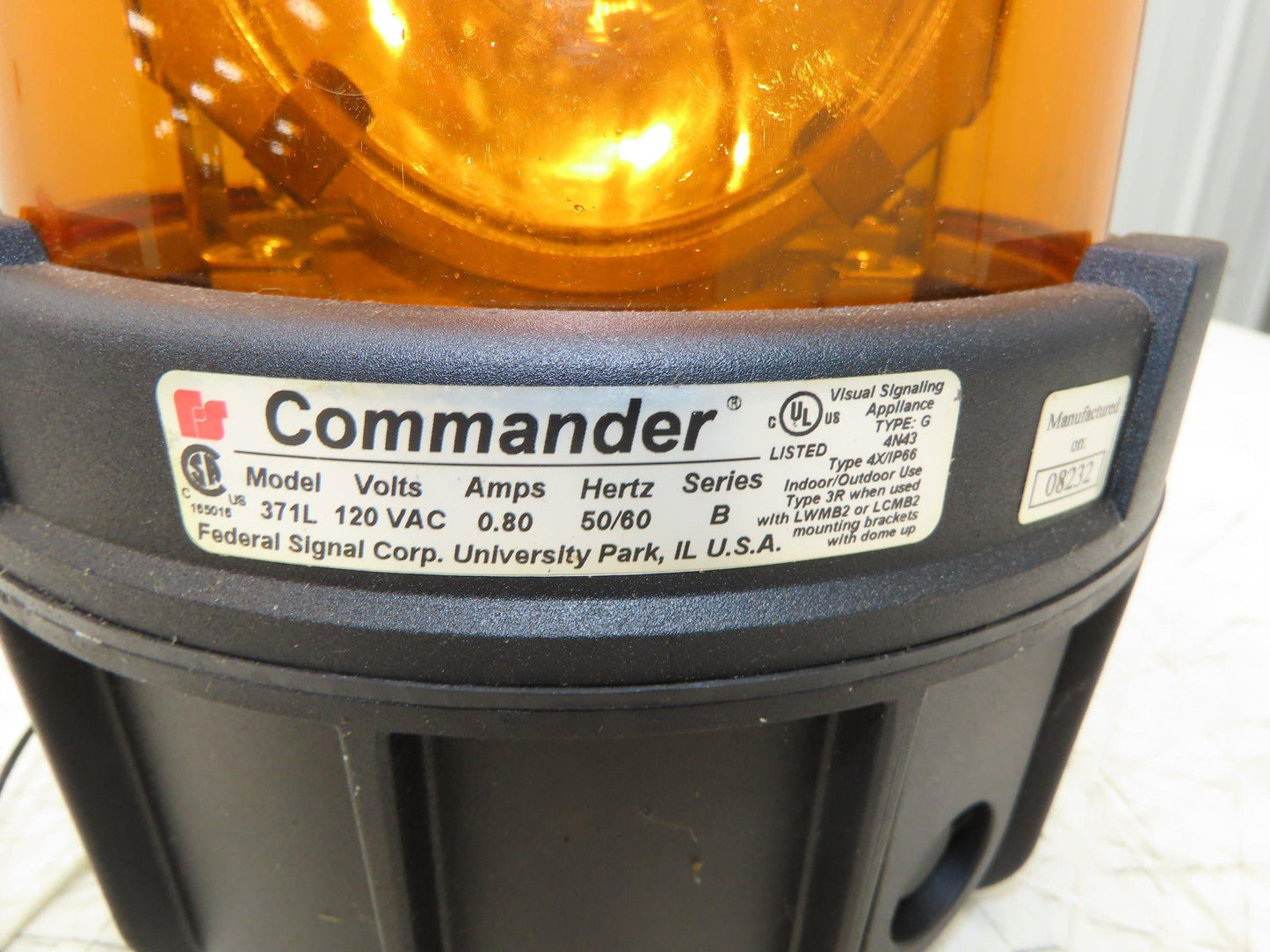 Federal Signal 371L-120A Rotating Light Orange Amber LED 120VAC Ser B