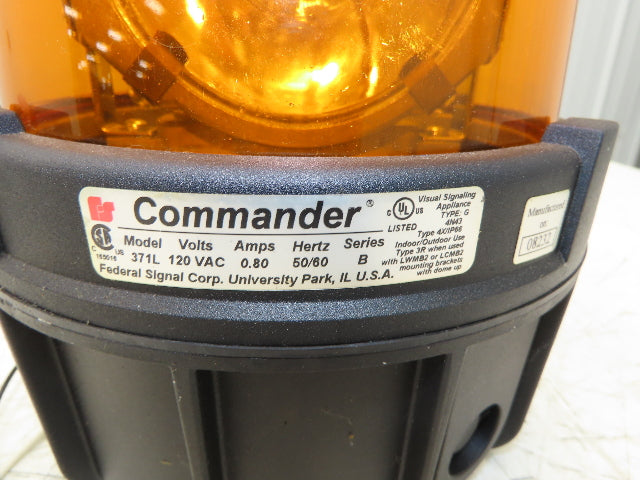 Federal Signal 371L-120A Rotating Light Orange Amber LED 120VAC Ser B