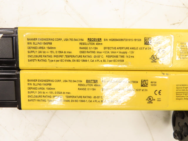 Banner SLLP40-1540P88 Light Curtain Emitter/Receiver Set 1540mm