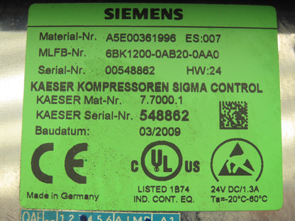 Siemens Kaeser Sigma A5E00361996 Air Compressor Operator Control Panel