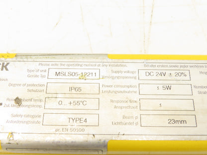 Sick MSLS 05-12211 Safety Light Curtain Transmitter
