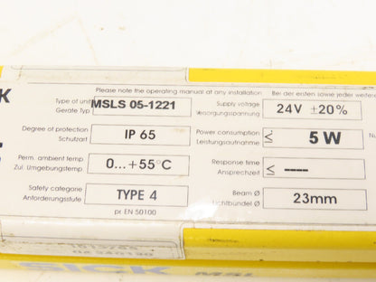 Sick MSLS 05-1221 Safety Light Curtain Transmitter
