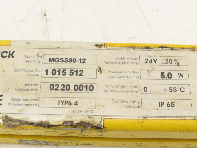 Sick 1015512 MGSS90-12 Safety Light Curtain Transmitter Sender 900mm