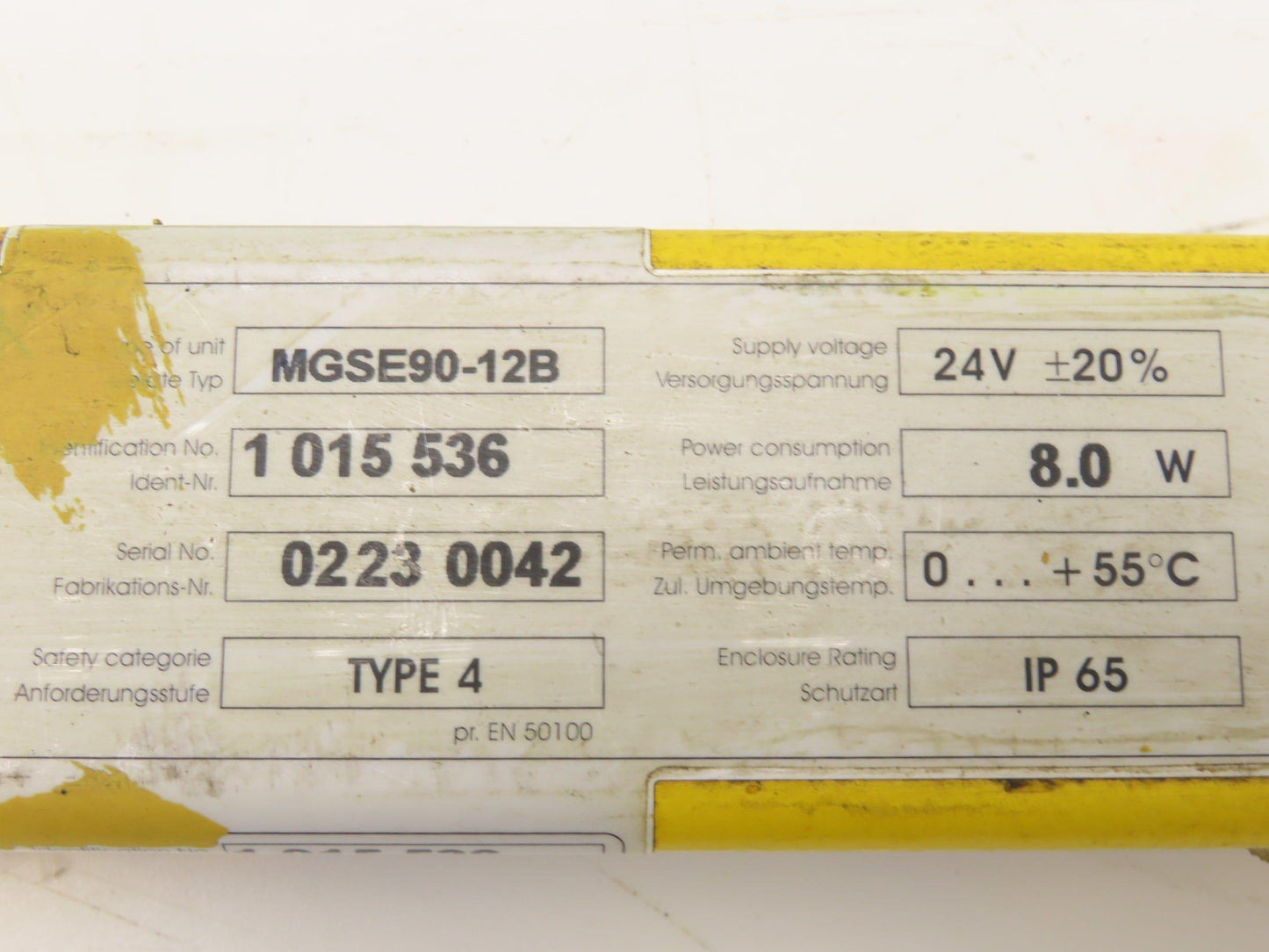 Sick MGSE90-12B MGSE90-12B Safety Light Curtain Receiver 900mm