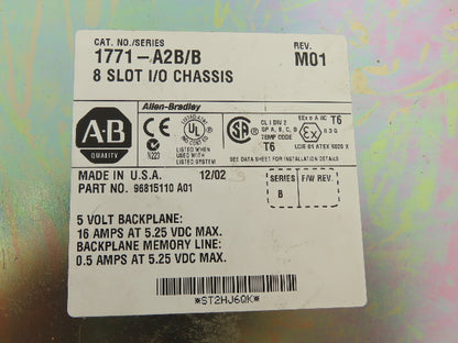 Allen Bradley 1771-A2B 1771-PS7 Power Supply 8-Slot Chassis Assembly