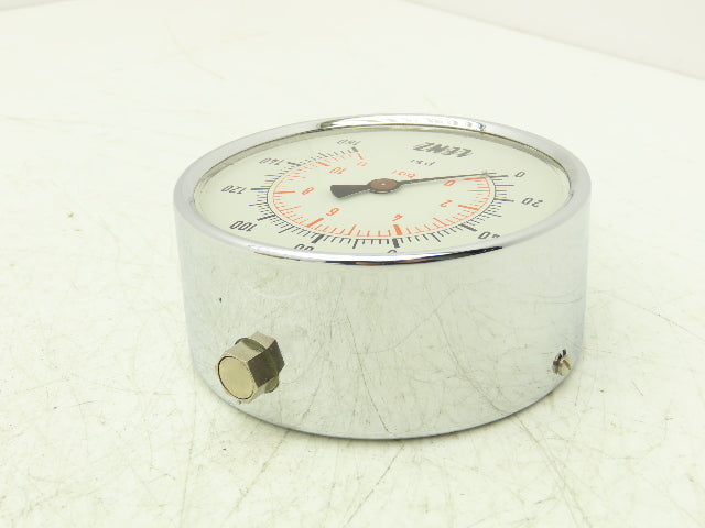 Lenz Analog Dial Gauge 4" 160 psi 11 bar Oil-Filled 1/2" NPT West Germany