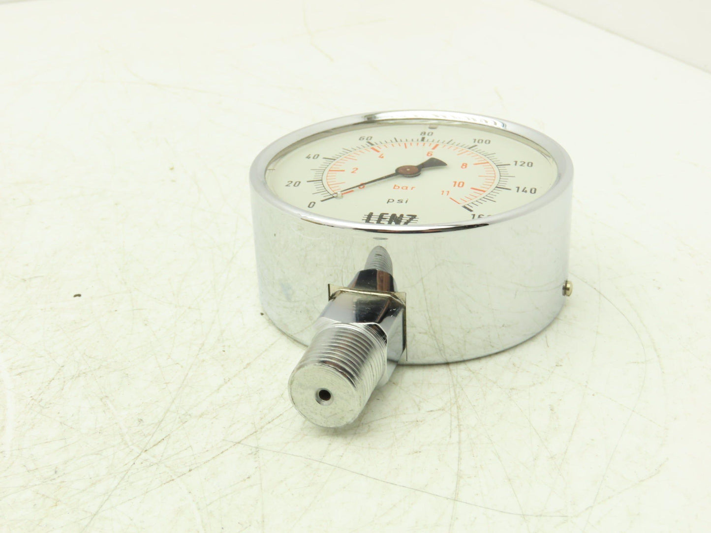 Lenz Analog Dial Gauge 4" 160 psi 11 bar Oil-Filled 1/2" NPT West Germany