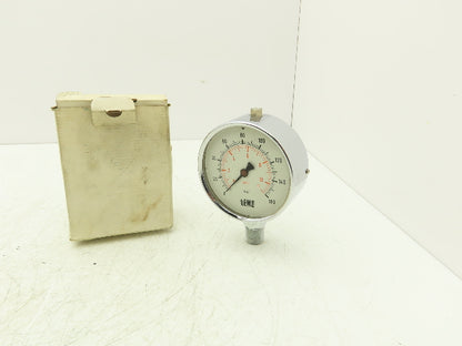 Lenz Analog Dial Gauge 4" 160 psi 11 bar Oil-Filled 1/2" NPT West Germany