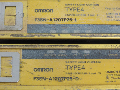 Omron F3SN-A1207P25-L Safety Light Curtain Emitter/Receiver Set 1207mm