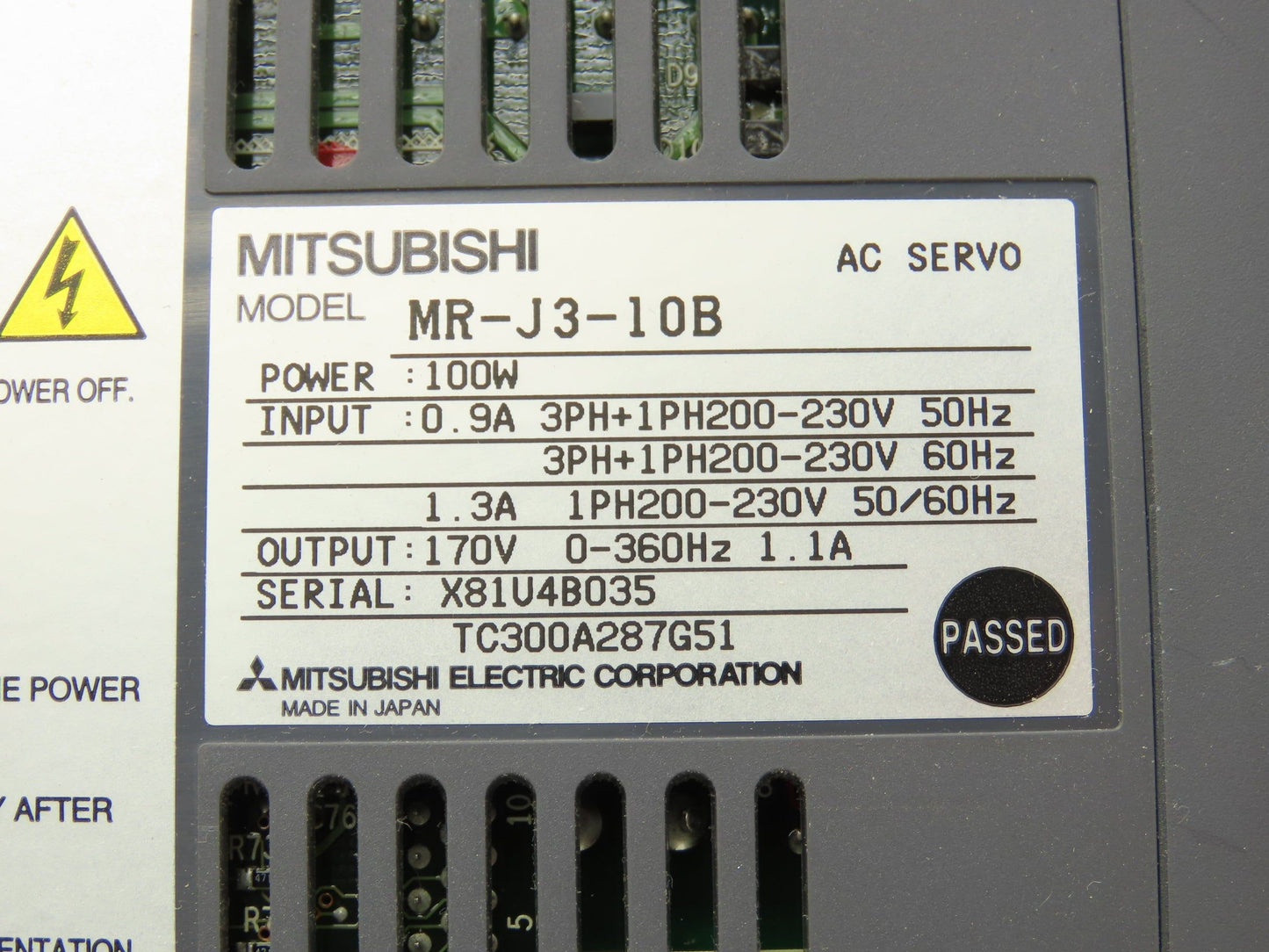 Mitsubishi MR-J3-10B Melservo AC Servo Drive 100W 170V 1.1A Output Lot of 3