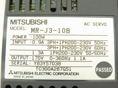Mitsubishi MR-J3-10B Melservo AC Servo Drive 100W 170V 1.1A Output Lot of 4