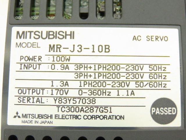 Mitsubishi MR-J3-10B Melservo AC Servo Drive 100W 170V 1.1A Output Lot of 4