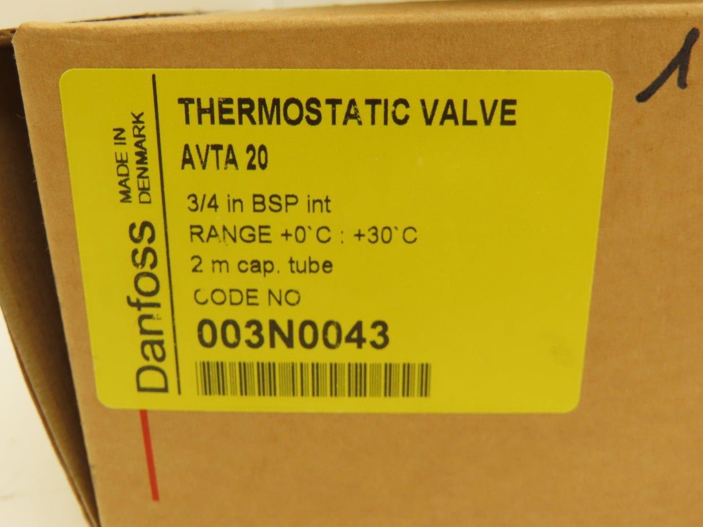 Danfoss 003N0043 AVTA 20 Thermostatic Regulating Valve 0-30°C w/Sensor Tube