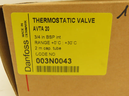 Danfoss 003N0043 AVTA 20 Thermostatic Regulating Valve 0-30°C w/Sensor Tube