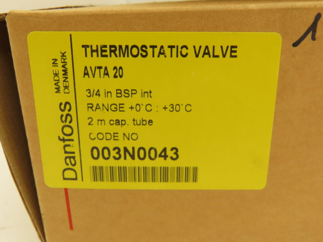 Danfoss 003N0043 AVTA 20 Thermostatic Regulating Valve 0-30°C w/Sensor Tube