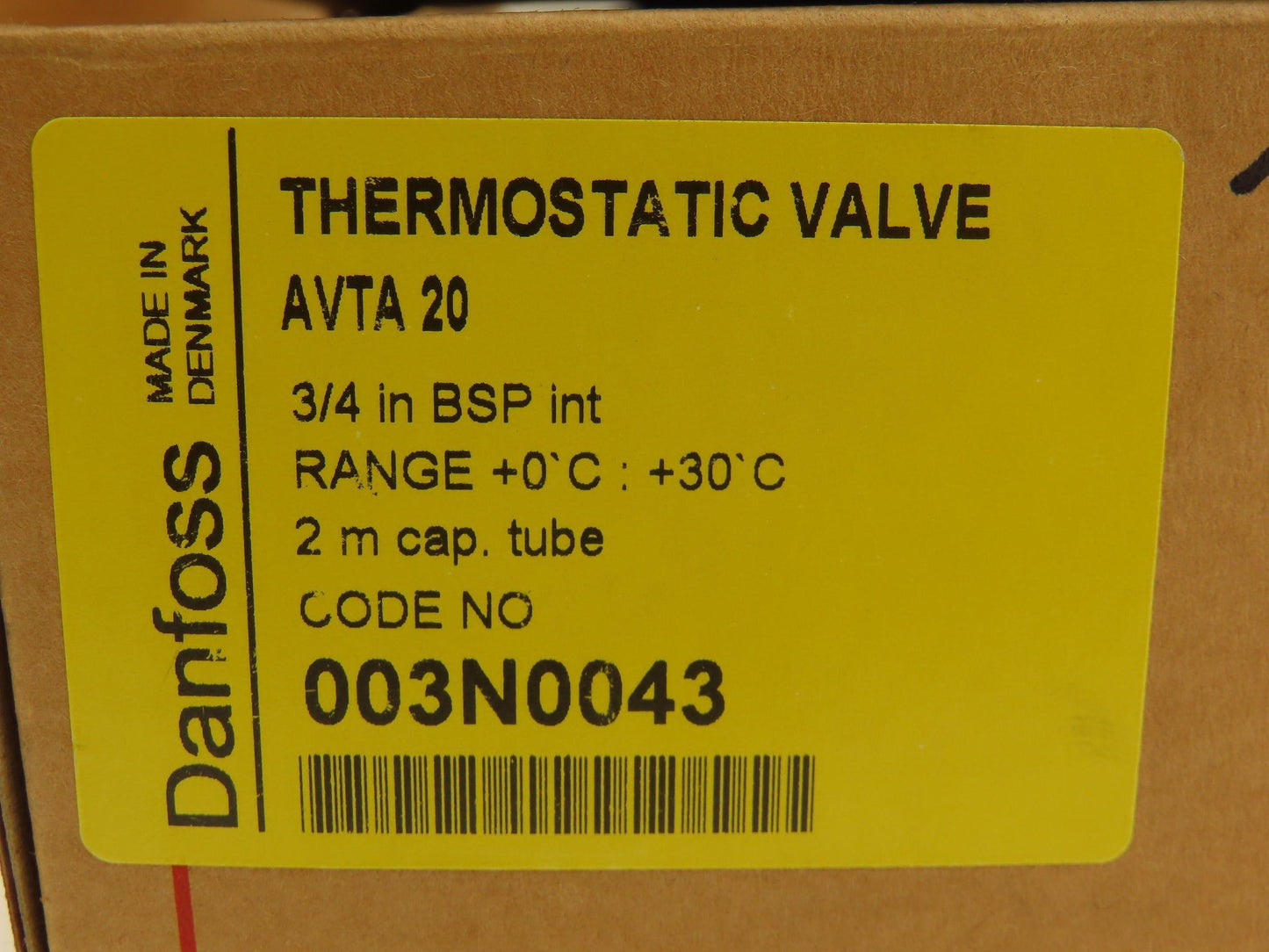 Danfoss 003N0043 AVTA 20 Thermostatic Water Regulating Valve 0-30°C G3/4"