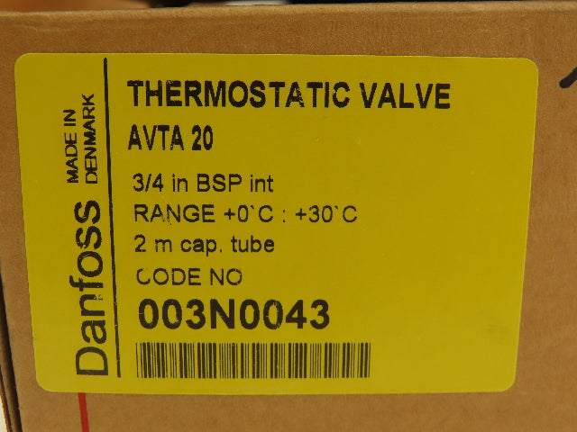 Danfoss 003N0043 AVTA 20 Thermostatic Water Regulating Valve 0-30°C G3/4"