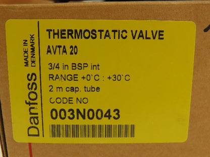 Danfoss 003N0043 AVTA 20 Thermostatic Water Regulating Valve 0-30°C G3/4"