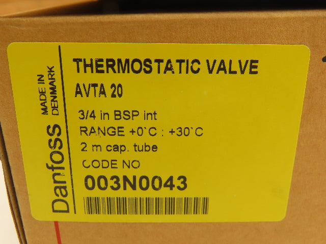 Danfoss 003N0043 AVTA 20 Thermostatic Regulating Valve 0-30°C G3/4" *No Fittings