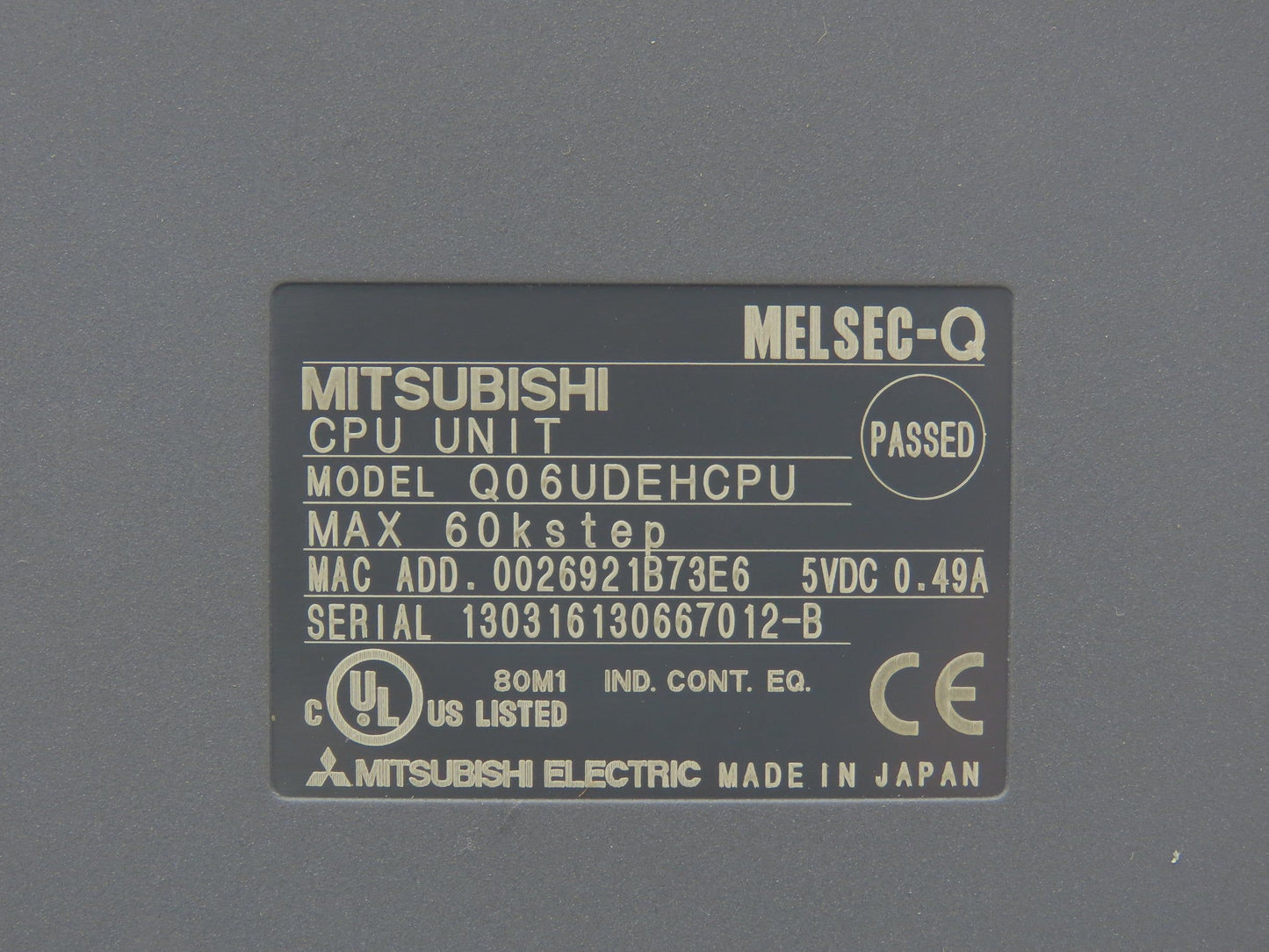 Mitsubishi Q06UDEHCPU Melsec-Q CPU Unit 60k Step Max