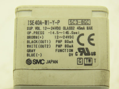 SMC ISE40A-W1-Y-P Pressure Switch With Display 12-24VDC 145psi